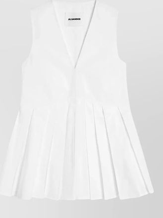 Jil Sander sleeveless v neck top flared hem pleated