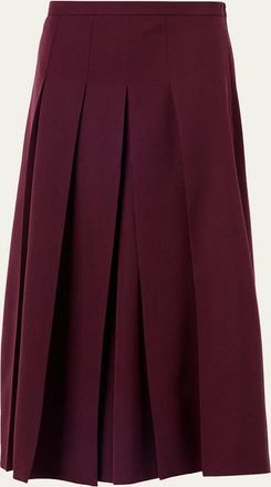 Akris Wool Gabardine Pleated Midi Skirt
