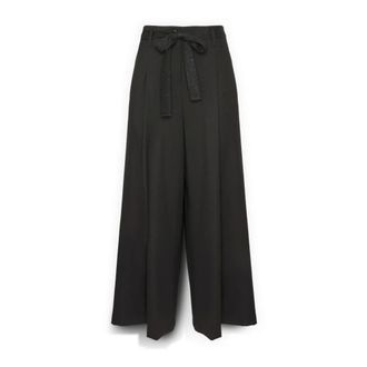 Elena Miro Broeken, Dames, Zwart, 6Xl, Katoen, Wijde broek met riem