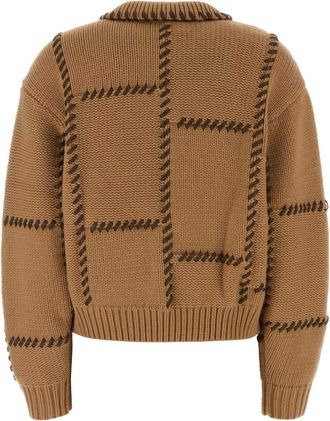 Frame Denim Womens Leather Sweater Beige Wool Cashmere