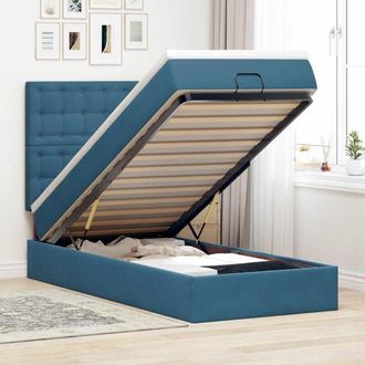 vidaXL Vidaxl - Estructura De Cama Otomana Colchones Terciopelo Azul Oscuro