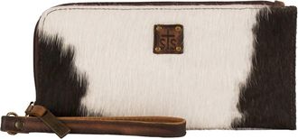 StS Ranchwear Womens Classic Cowhide Clutch Bag In White Dark Brown