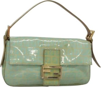 Fendi Pre-owned Shoulder Bags, female, Green, Size: ONE SIZE Pre-owned Canvas Shoulder Bag