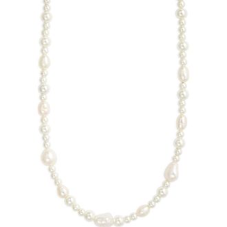 Nordstrom Faux & Freshwater Pearl Necklace in White- Gold at Nordstrom Rack