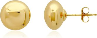 MAX + STONE Solid 14k Yellow Gold Half Button Earrings with Gold Butterfly Back 4MM-8MM