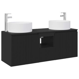 vidaXL Juego De Muebles De Ba&ntilde;o 3 Uds. Negro 49,5 X 44,5 X 65,5 Cm Vidaxl