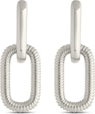 Sterling Forever Felicity Textured Chain Link Drop Earrings in Silver at Nordstrom Rack