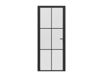 Vente-Unique Vente-unique - Blocco Porta Reversibile H204 X L83 Cm In Alluminio E Vetro Smerigliato Nero - Seroto