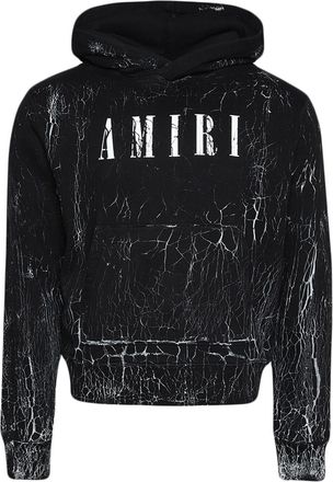Amiri cracked logo-print hoodie - men - Cotton - M - Black