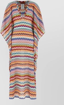 Missoni zigzag knit v-neck short-sleeve midi dress