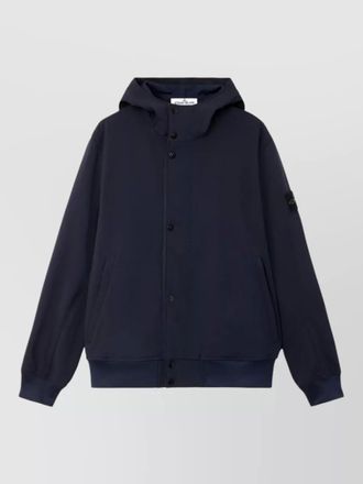 Stone Island hooded parka jacket ribbed cuffs hem pockets