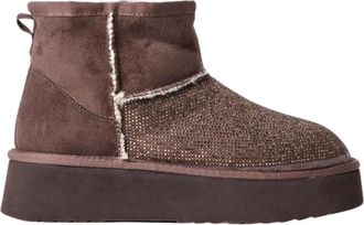 Ga&euml;lle Paris Bont Eskimo Laarzen met Strass - Dames - Winterlaarzen - Bruin - 40 EU - Polyester - Schoenen