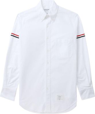 Thom Browne grosgrain-armband Oxford shirt - men - Cotton - 0 - White