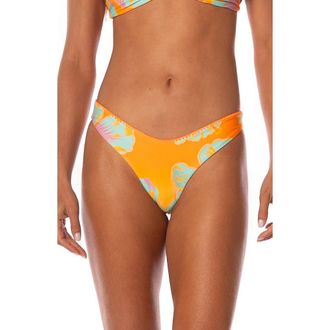 Maaji Hawaiian Floral Splendour Reversible Bikini Bottoms in Orange at Nordstrom, Size X-Large
