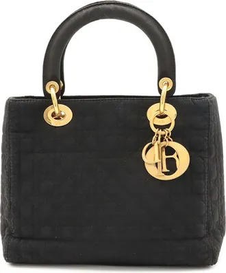 Dior Lady Dior Black Nylon Handbag Tote Bag (Pre-Owned)