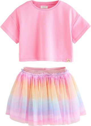 Next Kids T-Shirt & Rainbow Tutu Skirt Set (Baby, Toddler & Little Kid in Pink at Nordstrom, Size 3-4Y