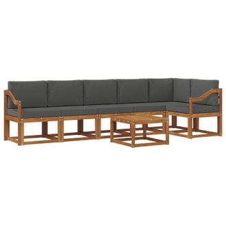 vidaXL Conjunto De Sof&aacute;s De Exterior 7 Pcs Natural Y Antracita Vidaxl