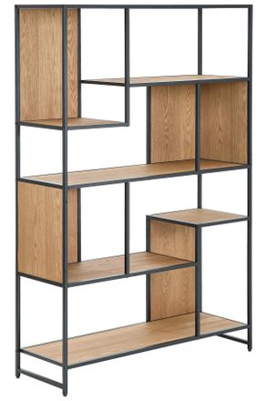 MID.YOU Mid.you Regal, Naturfarben, Schwarz, Holz, Holzwerkstoff, Tanne,Tanne, furniert, 6 F&auml;cher, 110x160x35 cm, Holzm&ouml;bel, Holzregale, B&uuml;cherregale Holz