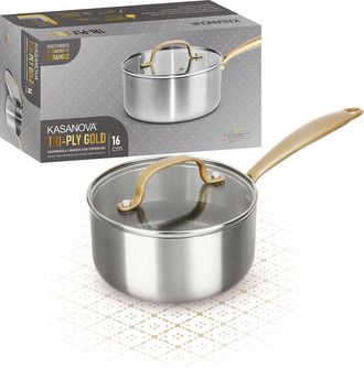 KASANOVA Casseruola 16 cm triplo strato Tri Ply - Gold con coperchio