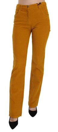 Costume National Womens High-Waist Straight Cotton-Elastane Trousers Orange