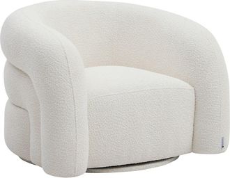 Vente-Unique Sill&oacute;n giratorio en tela boucl&eacute; blanco LAPIOTA de Maison C&eacute;phy
