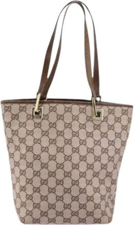 Gucci Pre-owned Handbags, female, Brown, Size: ONE SIZE Pre-owned Canvas Handbag