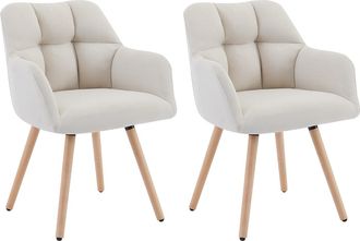 Pascal Morabito Conjunto de 2 sillas con reposabrazos - Tela y madera de haya - Beige - PEGA de Pascal MORABITO