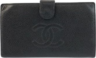 Chanel Pre-owned Wallets, female, Black, Size: ONE SIZE Pre-owned Vintage Caviar Skin Compact Wallet