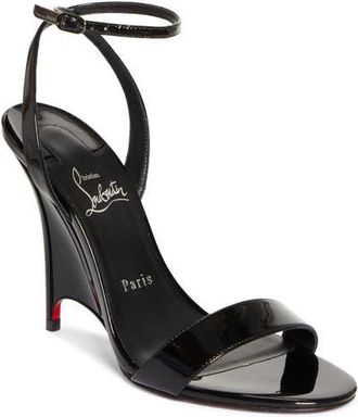 Christian Louboutin Zeezeenella Wedge Sandal in Black/Black at Nordstrom, Size 11.5Us