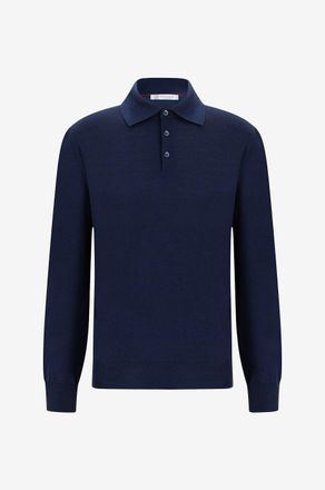 Brunello Cucinelli Woll- und Kaschmir-Strick-Langarm-Polohemd