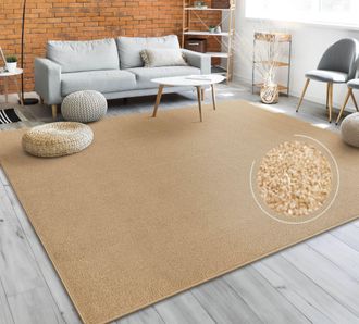 Paco Home Alfombra Sal&oacute;n Color Liso Discreta Moderna Pelo Corto Varios Colores Y Tama&ntilde;os 140x200 Cm, Oro - Paco Home