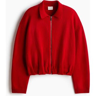 H&M Oversized Zip-through Cardigan in Red at Nordstrom, Size Xx-Small