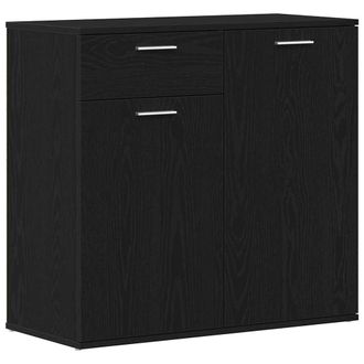 vidaXL Credenza Rovere Nero 80x36x75 Cm In Legno Multistrato - Vidaxl