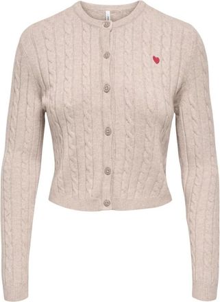 Only Cardigan met knoopsluiting en lange mouwen- ronde hals - Dames - Vesten - Beige - XL - Polyester - Truien & Vesten
