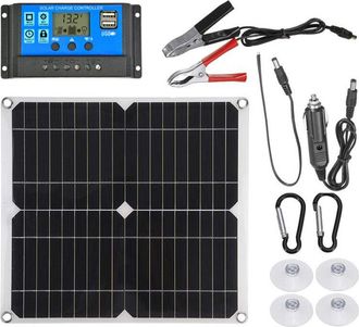 OEM Panneau Solaire - 100 W - Silicium Polycristallin - 18 V - Ip65 - Contr&ocirc;leur Int&eacute;gr&eacute; 30 A - 2 Ports Usb - Pour Ext&eacute;rieur Camping Randonn&eacute;e - 1 Pi&egrave;ce