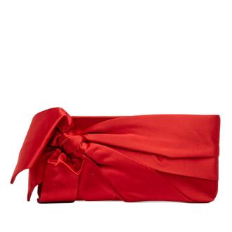 Valentino Pre-owned Valentino Pleated Satin Bow Clutch Ladies QZD06MJC71BKK78W