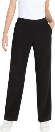 M.A.C Zwarte broek met rechte pijpen en elastische taille - Dames - Straight fit broeken - Zwart - S - Polyester - Broeken