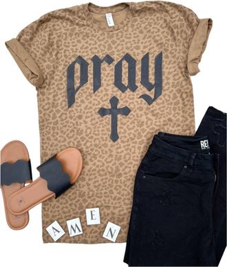 White Label Womens Leopard Pray Tee In Brown