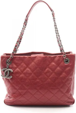 Chanel Bordeaux Grained Calfskin Handbag Tote Bag (Pre-Owned)