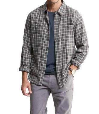 Jachs NY Rye Lightweight Flannel Utility Workshirt In Grey Dark Plaid