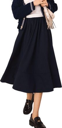 Maje Striped tailored midi skirt in Navy at Nordstrom, Size 34 Eu
