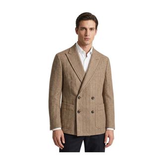 Circolo 1901 Light Jersey Double-Breasted Jacket - male - Circolo 1901 - Blazers - Brown - XL - Jackets