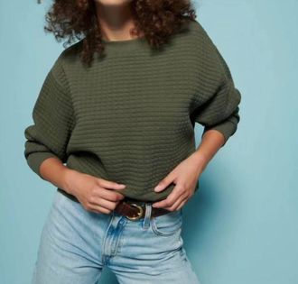 Nation Ltd Ozzie Quilted Sweatshirt In Stoned Moss