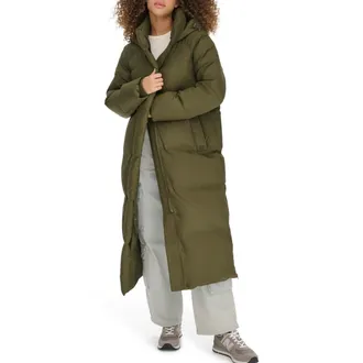 Levi's Parka Puffer Jacket Womens Olive Extra Long Hooded Full Zip PALL138