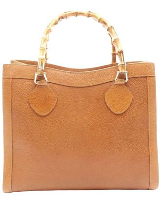 Gucci Brown Calfskin Bamboo Tote (Authentic Pre-Loved)