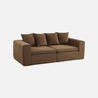 Sweeek Sof&aacute; Envasado Al Vac&iacute;o Modular De Tela Chenilla, 3 Plazas