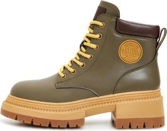 Cesare Gaspari Enkellaarsjes met veters - Dames - Veterlaarzen - Groen - 36 EU - Leer - Schoenen
