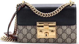 Gucci Borsa a tracolla Padlock piccola in tela cerata GG e pelle - Nero