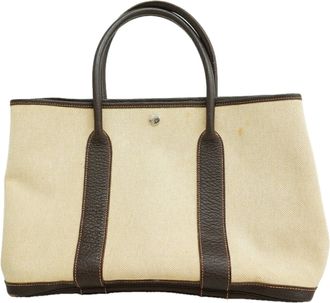 Herm&egrave;s Marron Natural Toile H Tote Bag (Pre-Owned)