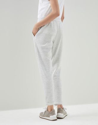 Brunello Cucinelli Relaxed Cotton-Blend Trousers - Light Grey
